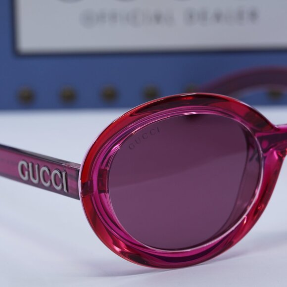Gucci GG1722SA 004 Round Sunglasses - Shiny Transparent Dark Cyclamen main image 4